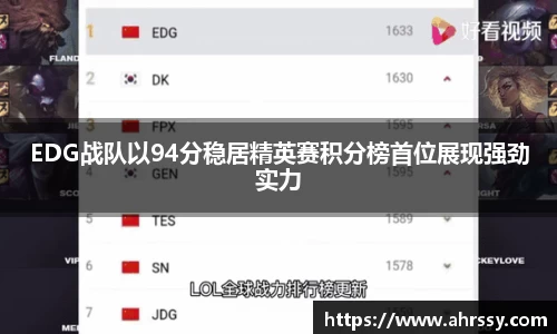 EDG战队以94分稳居精英赛积分榜首位展现强劲实力